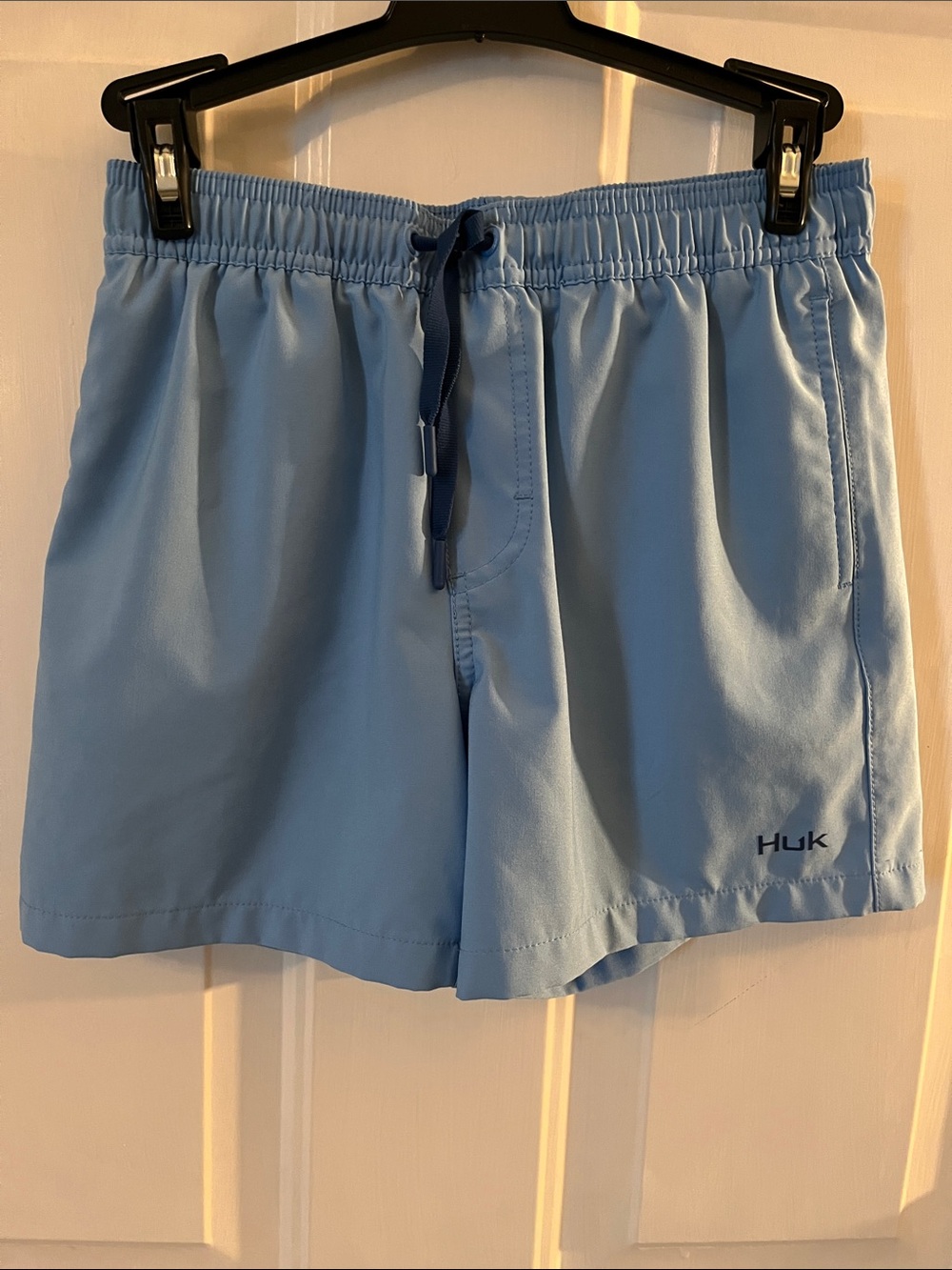 Huk Light Blue Men's Swim Trunks with Navy Drawcord